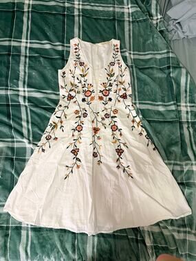 eShakti Wayward Fancies Embroidered Floral A-Line Dress